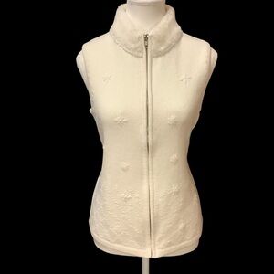 NORTHERN REFLECTIONS WHITE KNIT ZIP UP COTTON BLEND SWEATER VEST/ Size M